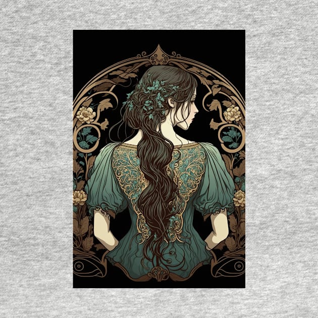 Art Nouveau Shy Girl by ArtNouveauChic